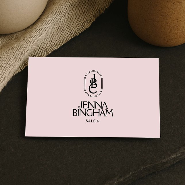 Elegant Lettering Beauty Salon Monogram Logo Pink Business Card (Creator Uploaded)