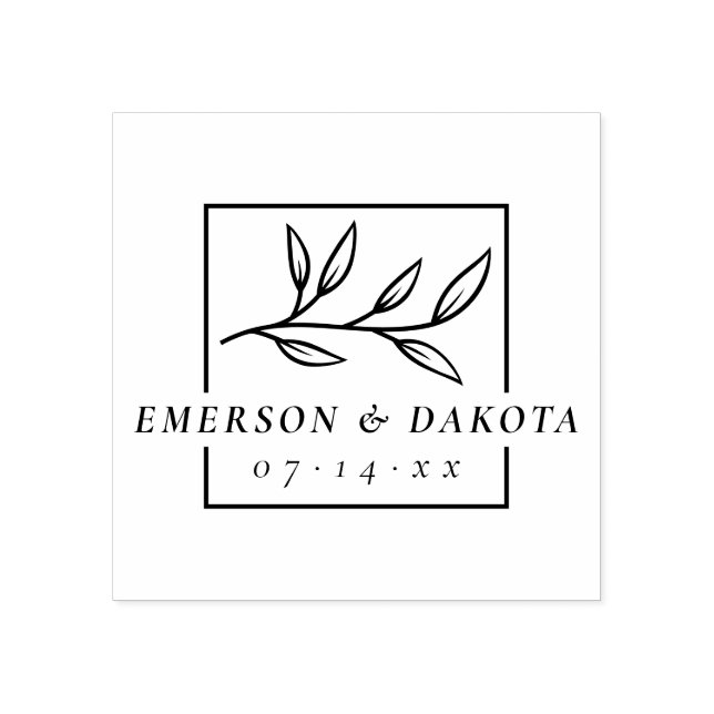 Elegant Lettering Botanical Wedding Save The Date Rubber Stamp (Imprint)