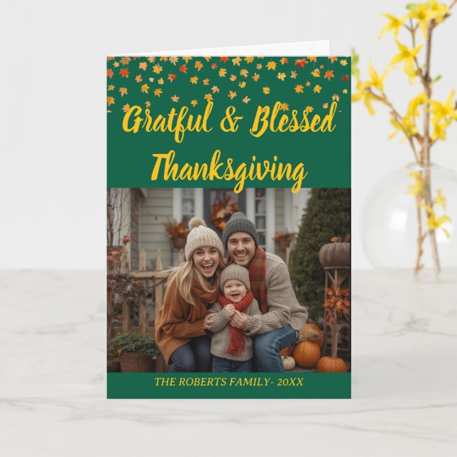 Elegant Lettering Custom Thanksgiving  folded Card (Yellow Flower)