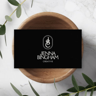 Elegant Lettering Monogram Logo Black/Ivory Business Card