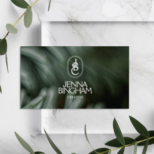 Elegant Lettering Monogram Logo Dark Green Photo Business Card