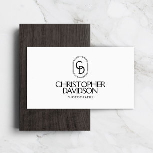Elegant Lettering Monogram Logo White/Black Business Card