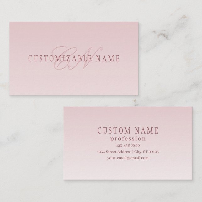 Elegant Lettering & Monogram | Rose Ombre Business Card (Front/Back)