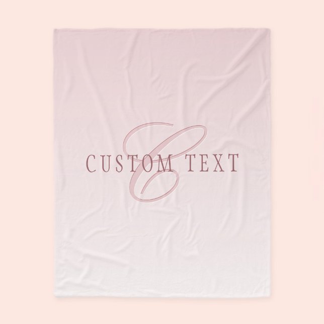 Elegant Lettering & Monogram | Rose Ombre Fleece Blanket (Creator Uploaded)