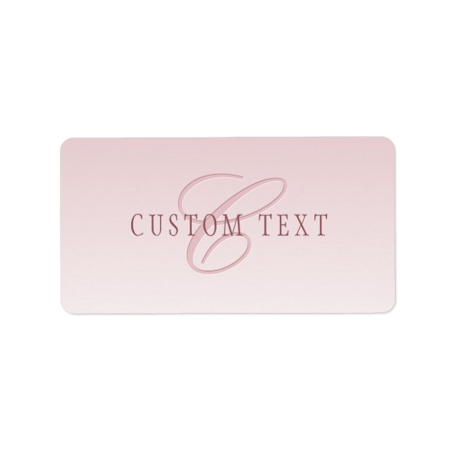 Elegant Lettering & Monogram | Rose Ombre Label (Front)