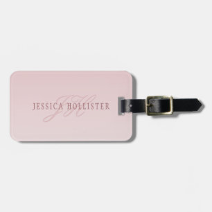 Elegant Lettering & Monogram Rose Ombre Luggage Tag