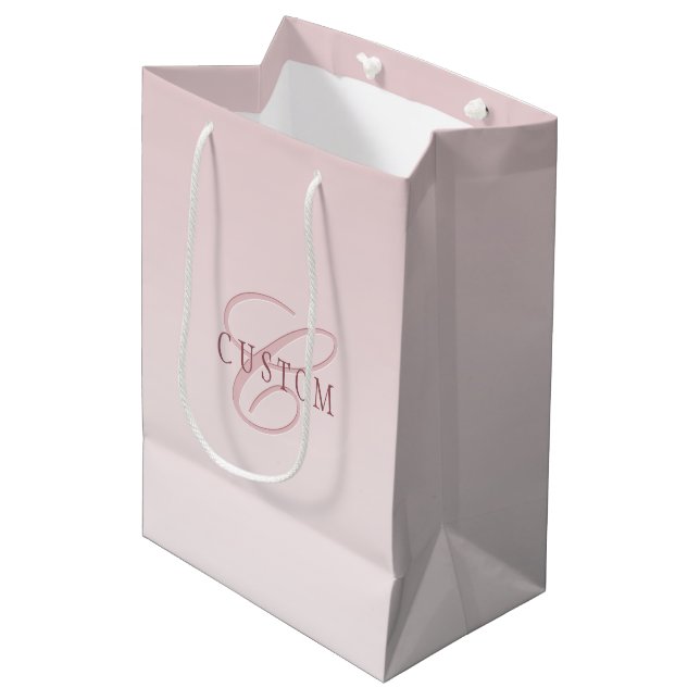 Elegant Lettering & Monogram | Rose Ombre Medium Gift Bag (Front Angled)
