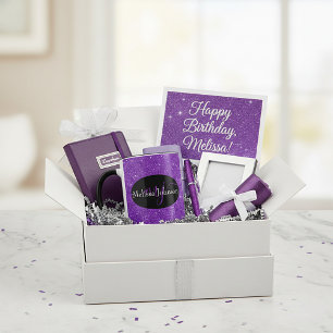 Elegant lettering on Black & purple glitter Mug
