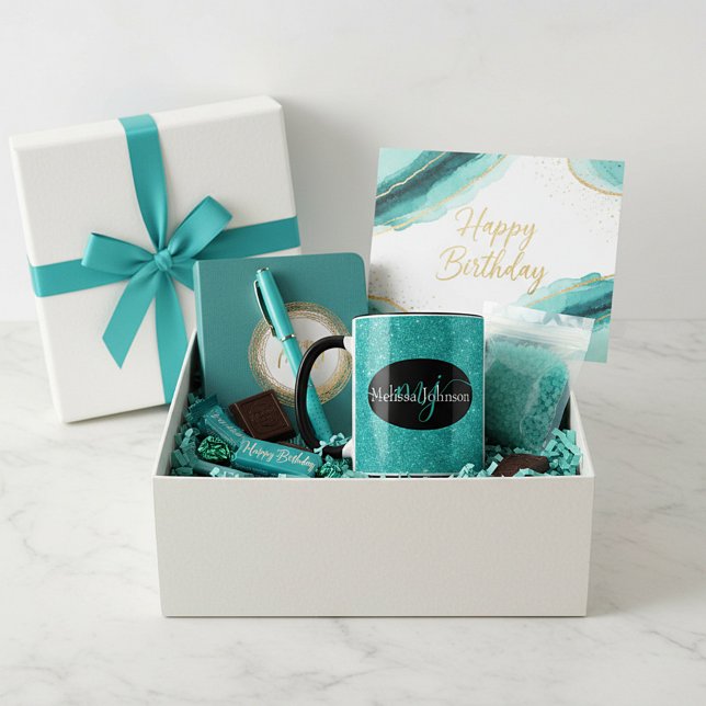 Elegant  lettering on Black, teal glitter    Mug (Creator Uploaded)