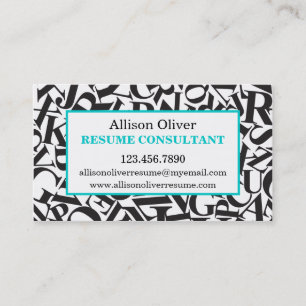 Elegant Letters Resume Consultant Business Card