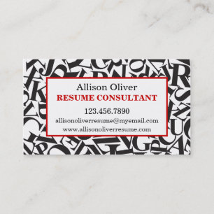 Elegant Letters Resume Consultant Business Card