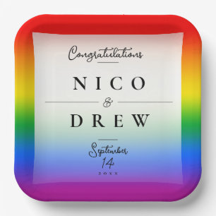 Elegant LGBTQ+ Pride Wedding Paper Plate