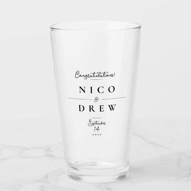 Elegant LGBTQ+ Progress Pride Wedding  Glass (Front)