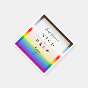 Elegant LGBTQ+ Progress Pride Wedding  Napkin