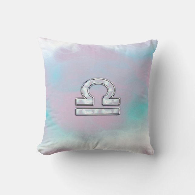 Elegant Libra Zodiac Sign Mother of Pearl Style Cushion (Front)