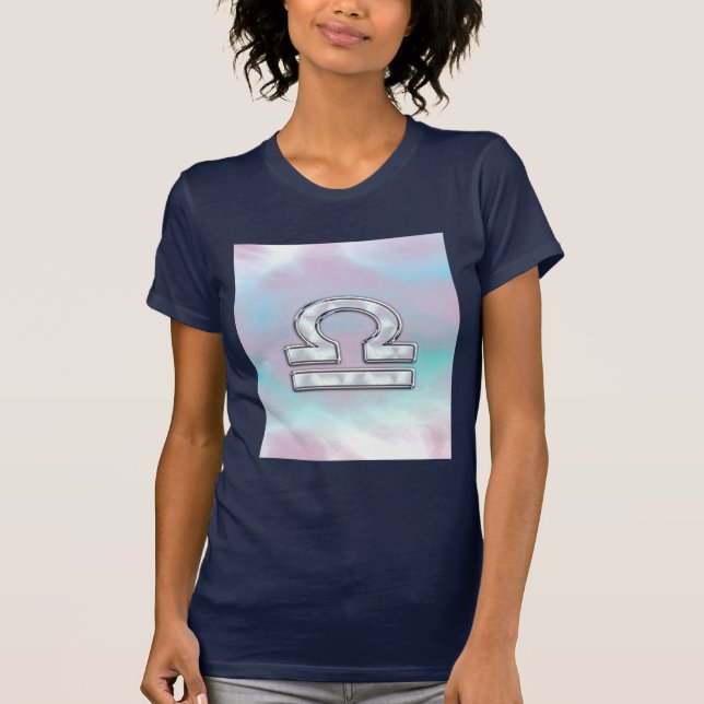 Elegant Libra Zodiac Sign Mother of Pearl Style T-Shirt (Front)
