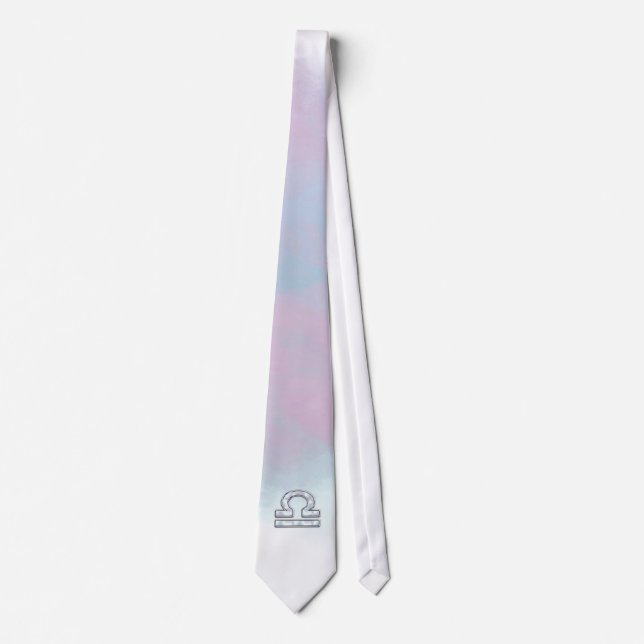Elegant Libra Zodiac Sign Mother of Pearl Style Tie (Front)