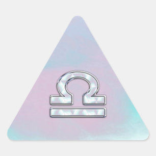 Elegant Libra Zodiac Sign Mother of Pearl Style Triangle Sticker