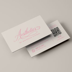Elegant Licensed Aesthetician Script Sand Pink Business Card