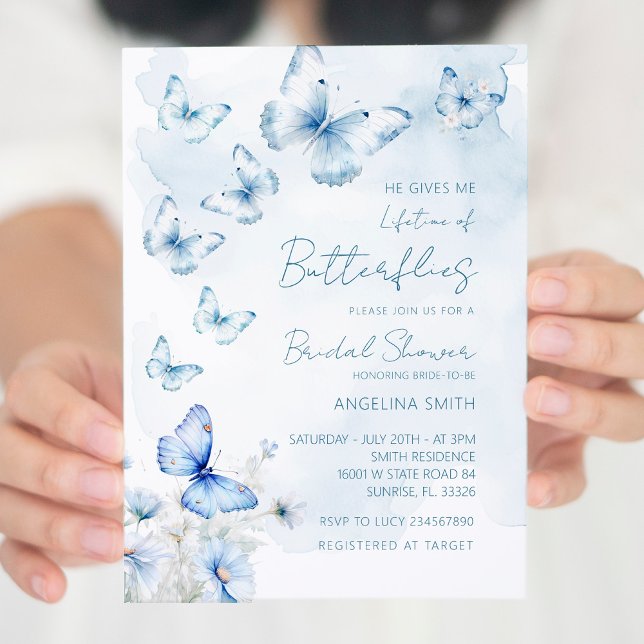 Elegant Lifetime of Butterflies Bridal Shower Invitation (Creator Uploaded)