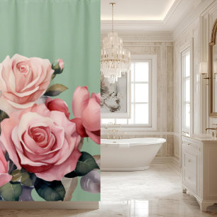 Elegant Ligh Blush Pink Roses Shower Curtain