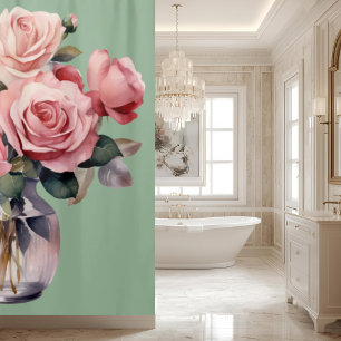 Elegant Ligh Blush Pink Roses Shower Curtain
