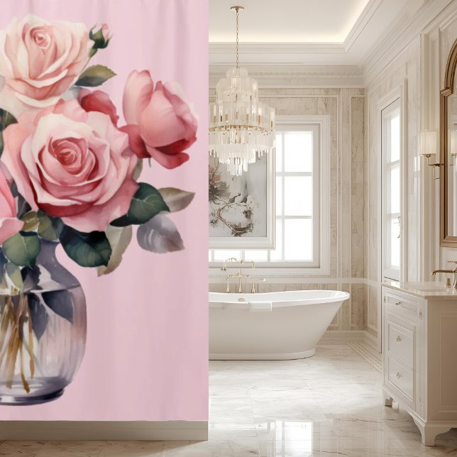 Elegant Ligh Blush Pink Roses Shower Curtain (Creator Uploaded)