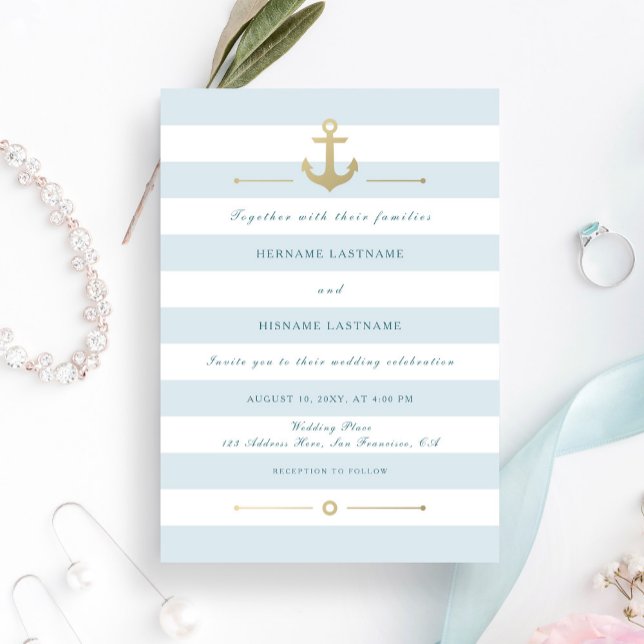 Elegant Light Aqua Nautical Wedding Invitation (Creator Uploaded)