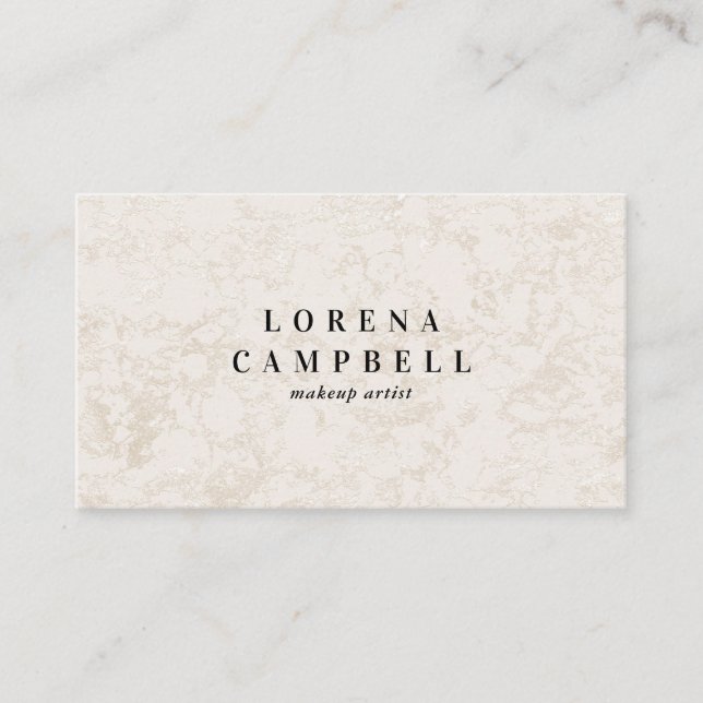 Elegant light beige chic gold foil marble minimal business card (Front)