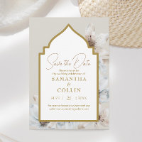 Elegant Light Beige Magnolia Flowers Save the Date