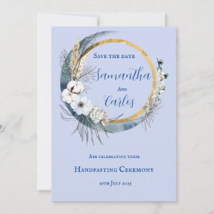 Elegant, light blue and navy, moon handfasting invitation