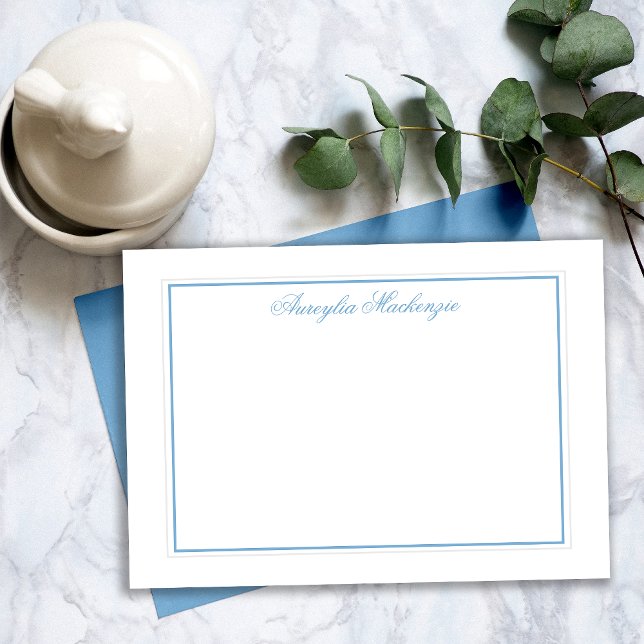 Elegant Light Blue and White Personalised Card (Elegant Light Blue and White Personalized Note Card)