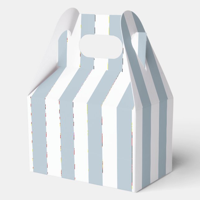 Elegant Light Blue and White Striped Pattern Favour Box (Back)