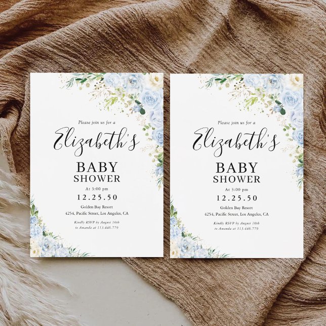 Elegant Light Blue Baby Shower Invitation (Creator Uploaded)