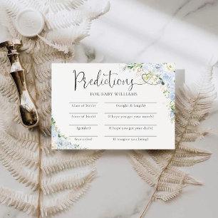 Elegant Light Blue Baby Shower Predictions Card