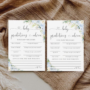 Elegant Light Blue Baby Shower Predictions Card