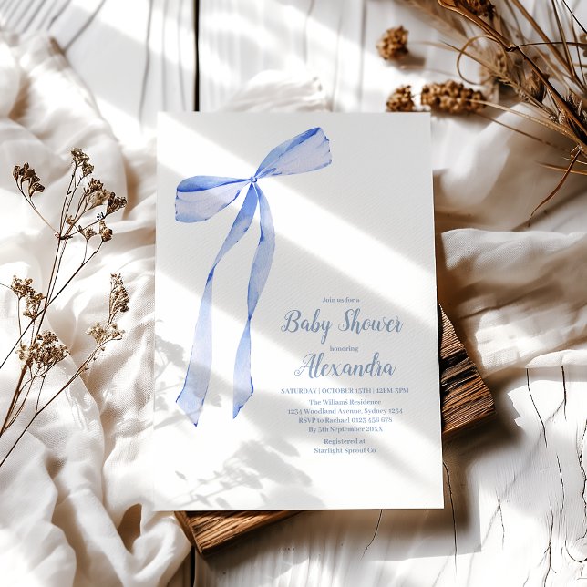 Elegant Light Blue Bow Invitation (Creator Uploaded)