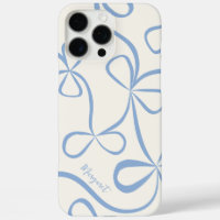Elegant Light Blue Bow Pattern Custom Name