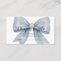 Elegant Light Blue Bow Pearl Diaper Raffle