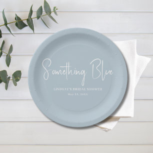 Elegant Light Blue Bridal Shower  Paper Plate