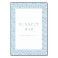 Elegant Light Blue Damask Dessert Bar Sign