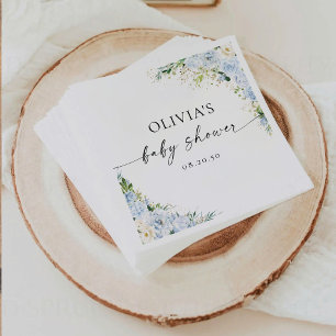 "Elegant Light Blue Detail Baby Shower Paper Napki Napkin