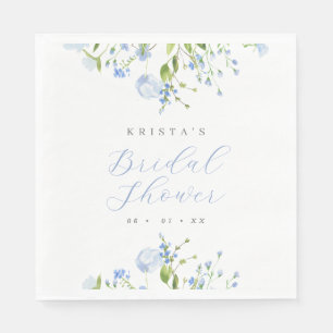 Elegant Light Blue Floral Bridal Shower Napkin