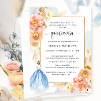 Elegant Light Blue Floral Princess Quinceañera