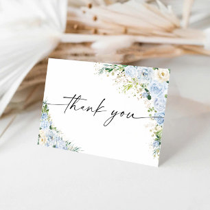 Elegant Light Blue Floral Thank You Card