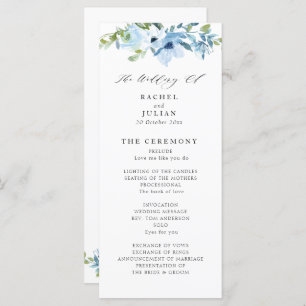 elegant light blue floral wedding program programme