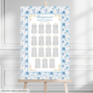 Elegant Light Blue Gold Vintage Seating Chart