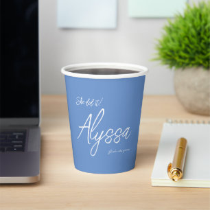 Elegant Light Blue Graduation Party She Did It Paper Cups