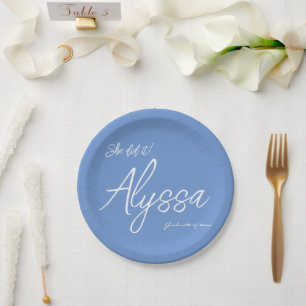Elegant Light Blue Graduation Party She Did It Paper Plate