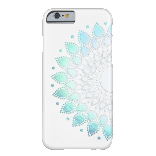 Elegant Light Blue Green Flower Motif Case-Mate iPhone Case (Back)